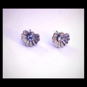 Kate Spade Crystal and Silver Shell Studs